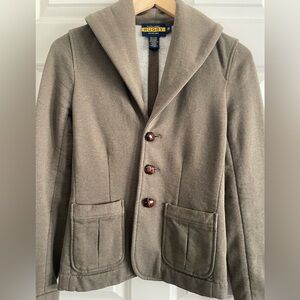 Rugby Ralph Lauren Olive Y2K Cotton Blend Shawl Collar Vintage Blazer